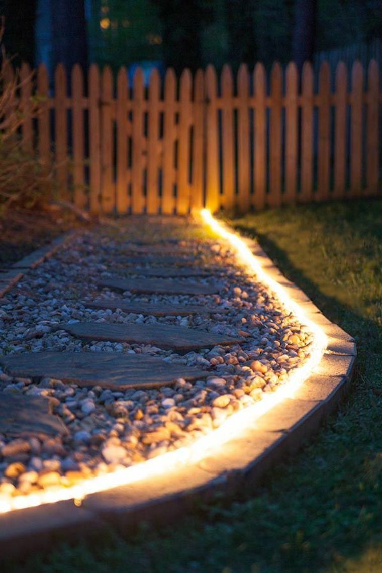 Illuminate your walkways with strip lighting! You can run the lights along the e…