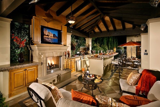 What do you like best about this outdoor kitchen and entertainment space?…