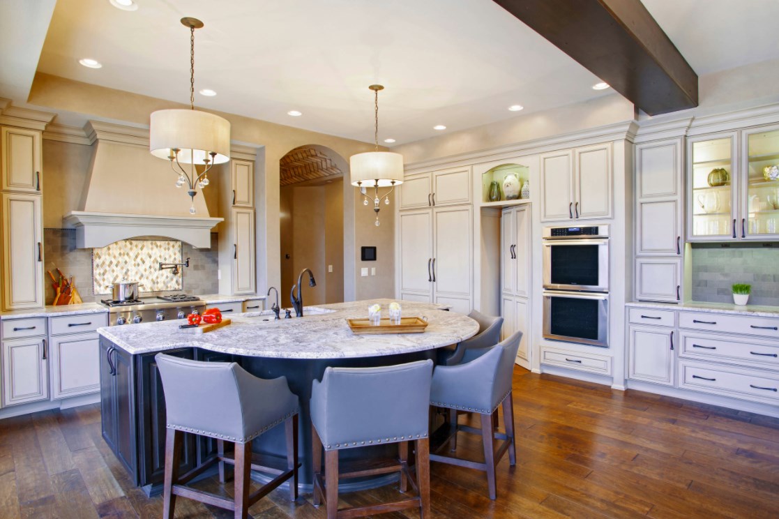 What do you think – a rounded kitchen island like this, or a traditional rectang…