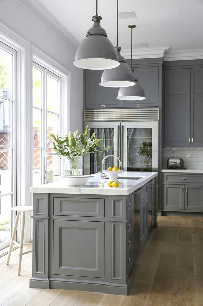 What’s your favorite color for kitchen cabinets? Is it a cool grey like this?…