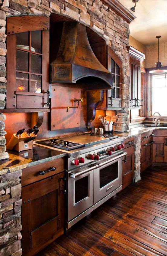 Do you like the rustic look of this kitchen?…