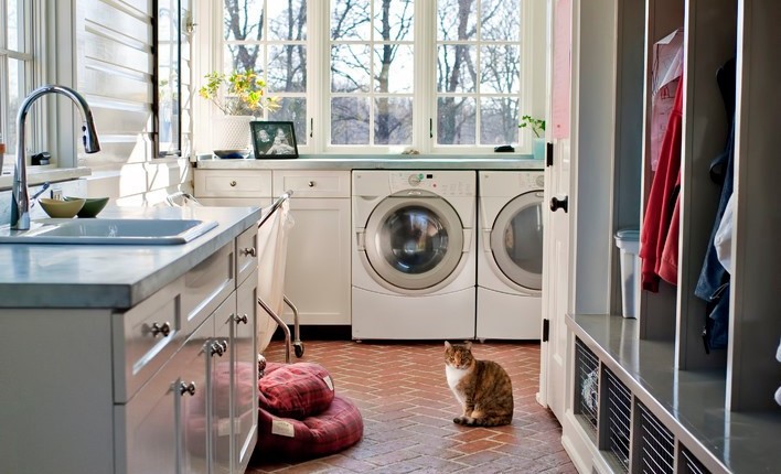 Isn't this laundry room purrrrrfect?…