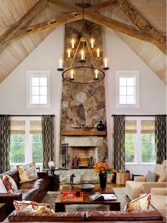 The vaulted ceiling in this living area makes the room look bright and inviting!…