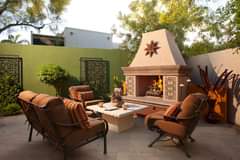 As long as it’s not snowing, you could take advantage of this outdoor fireplace!…