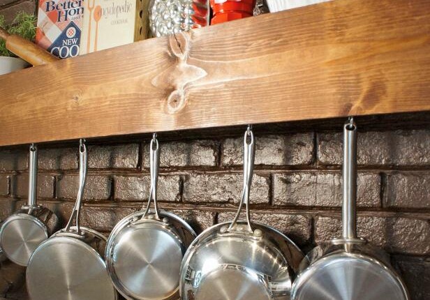 DIY Kitchen Storage Shelf and Pot Rack