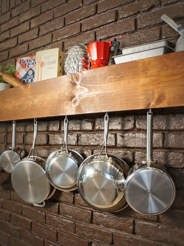 DIY Kitchen Storage Shelf and Pot Rack