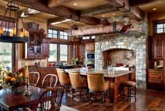 Would you rather have a kitchen with dark wood and stone like this one, or one t…